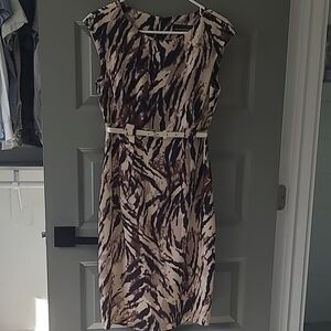 Brown and Cream Midi Dress